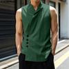 INCERUN Summer Men V Neck Sleeveless Buttons Side Casual Cargo Tank Tops
