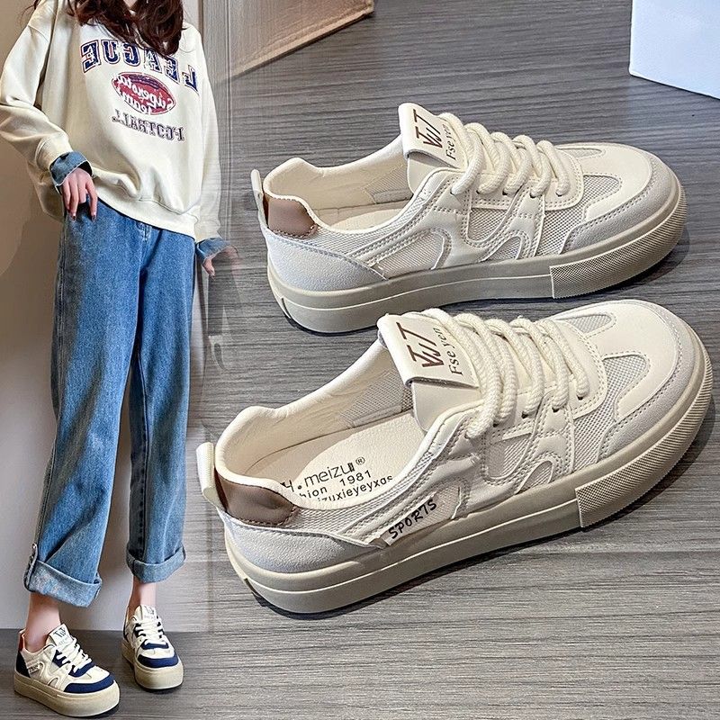 Platform white shoes women's 2025 summer new mesh breathable low-top casual board shoes Platform versatile muffin shoes