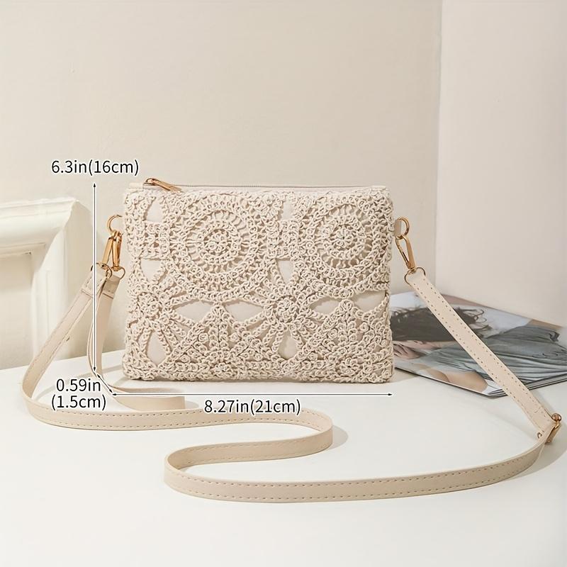 Mini Hollow Weaving Bag with Wrist Strap and Coin Wallet, Teen Crossbody Bag, Multi-Functial Small Unique Square Shoulder Bag