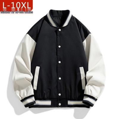 10XL Herren Trendige Übergröße Fleece-gefütterte Baseballjacke - Dicke lockere Oberbekleidung für Teenager
