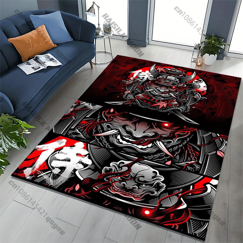 Japanese Samurai Spirits Area Rug,Carpet for Home Living Room Bedroom Sofa Doormat Kitchen Decor,Non-slip Floor Mat