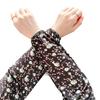Ice Silk Arm Sleeves for Women, UV Sun Protection Cooling Sleeves with Floral Print, Loose Fit Elastic Cuffs Arm Covers for Cycling Driving Working