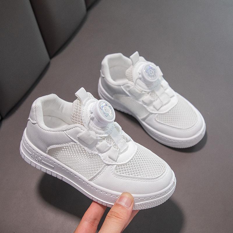 Children's Six One Little White Shoes Spring and Summer New Boys and Girls Mesh Breathable White Sneakers Student Campus Running Shoes