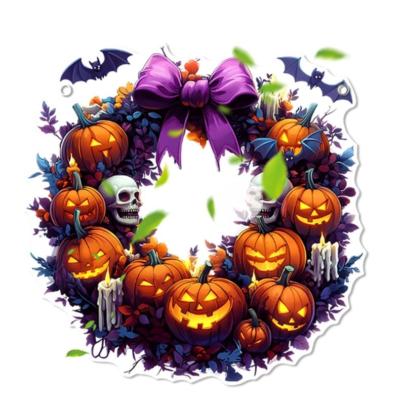 Cartoon Halloween Ghostly 2D Flat Acrylic Wall Decors Light Hanging Craft Ornament For Home Office School Decoration