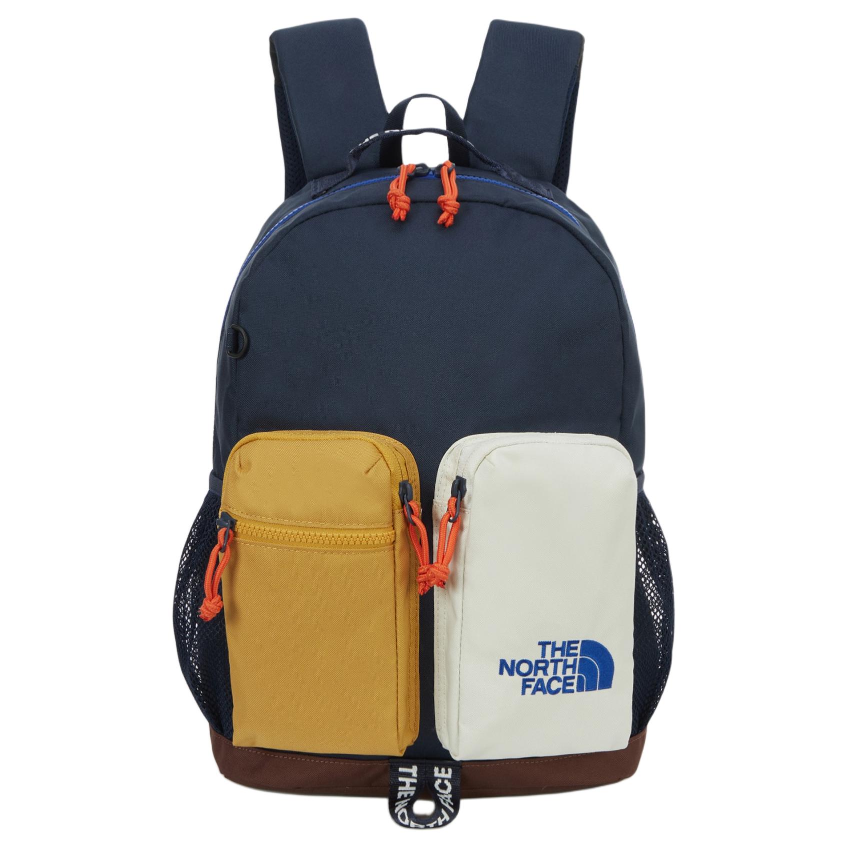 The North Face 16L Brand Logo Color Block Design Polyester Backpack Kids backpack Navy-Blue NM2DR50S Marine Blue