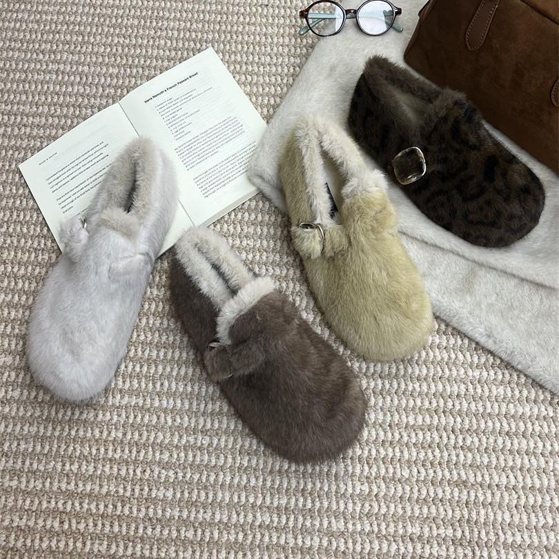 2025 Autumn and Winter New Lamb Wool All-inclusive Lazy One-pedal Plush Single Shoes Thick-soled Plush Cotton Shoes