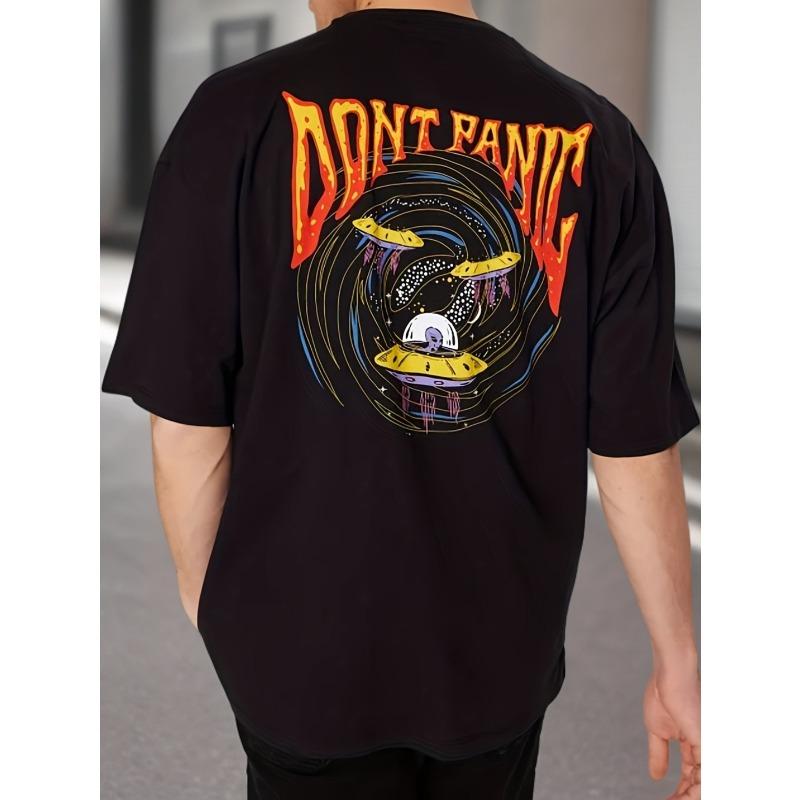 Heavyweight Men s Streetwear Round Neck T-Shirt with Print Casual Style S чёрный