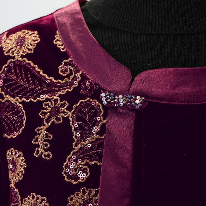 Elegant Gold Velvet Long-Sleeve Top for Middle-Aged and Elderly Women - Spring/Autumn 2026 Collection