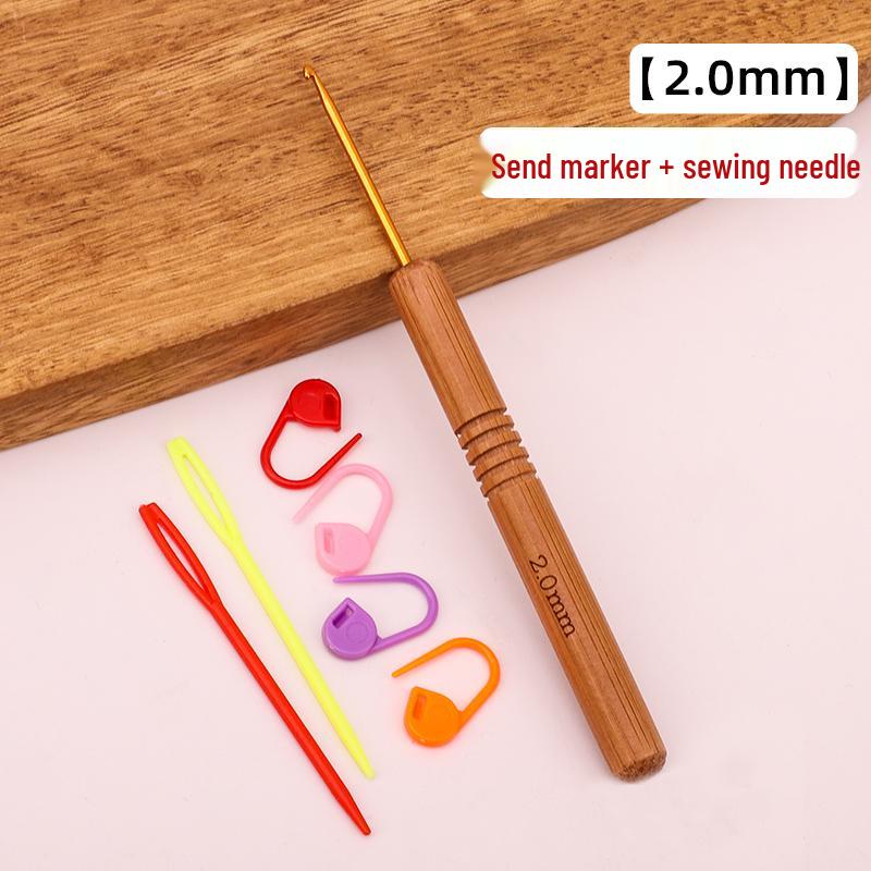 Set croșete din lemn rotunde pentru proiecte cu fir: Pulover, Păpușă, Papuci de casă și Pachet Material Tricotat