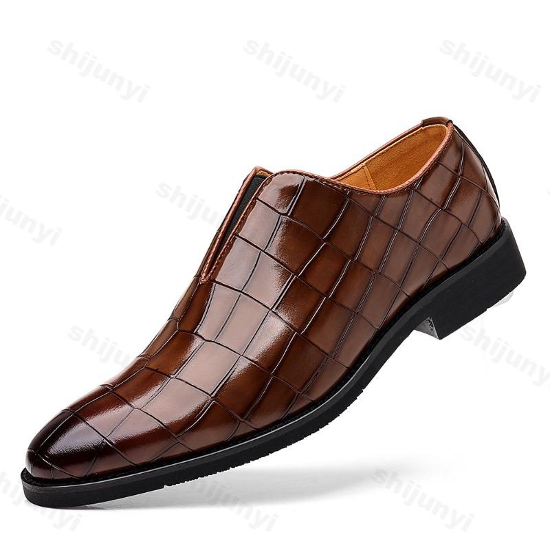 Men's Leather Shoes 2025 New High-quality Business Casual Shoes Luxury Men's Dress Oxford Shoes Stone Pattern Large Size 39-48