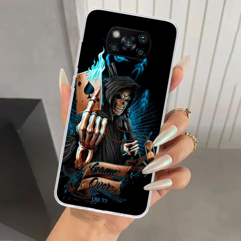 Grim Reaper Skull Skeleton Phone Case for Xiaomi Poco X5 X6 X7 Pro F7 Ultra M7 Redmi 15 15C 13 13C 12 12C 10 10A 10C 9 9A 9C 9T