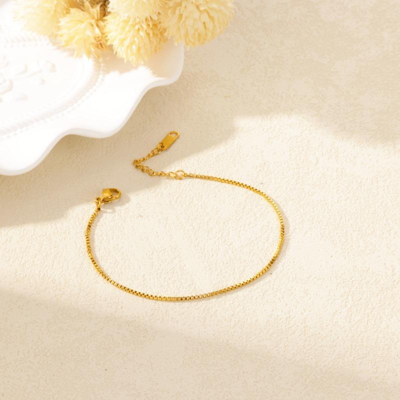 Simple niche stainless steel box chain bracelet anklet encrypted titanium steel bracelet women's jewelry