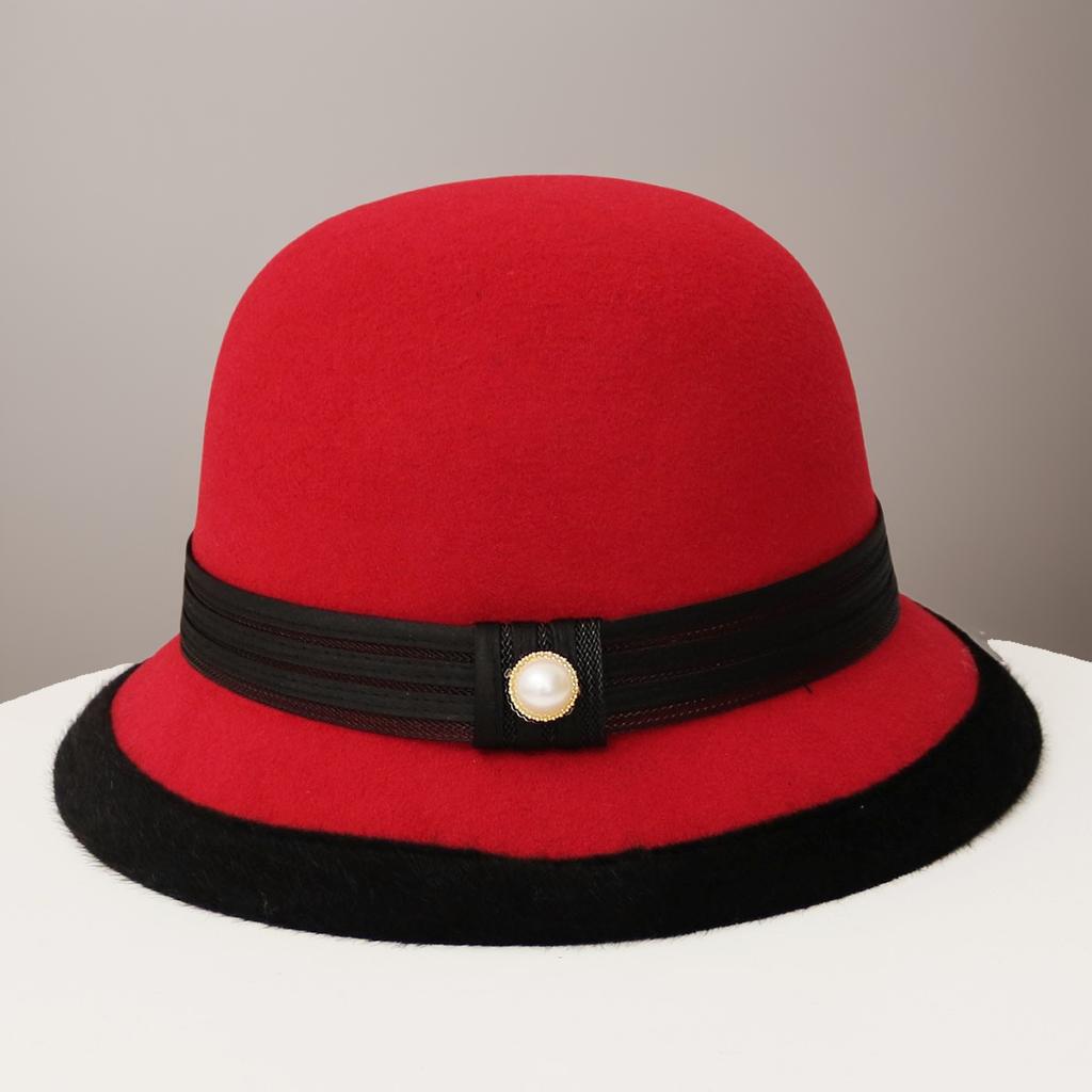 2025 New Hat Women's Autumn and Winter Wool British Style Bucket Hat Fashion Show Face Small Top Hat Versatile Basin Hat Tide