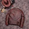 Giacca da uomo in pelle di mucca naturale Amei Kaki Vintage marrone taglia cinese, primo strato, giacca da motociclista slim fit autunno