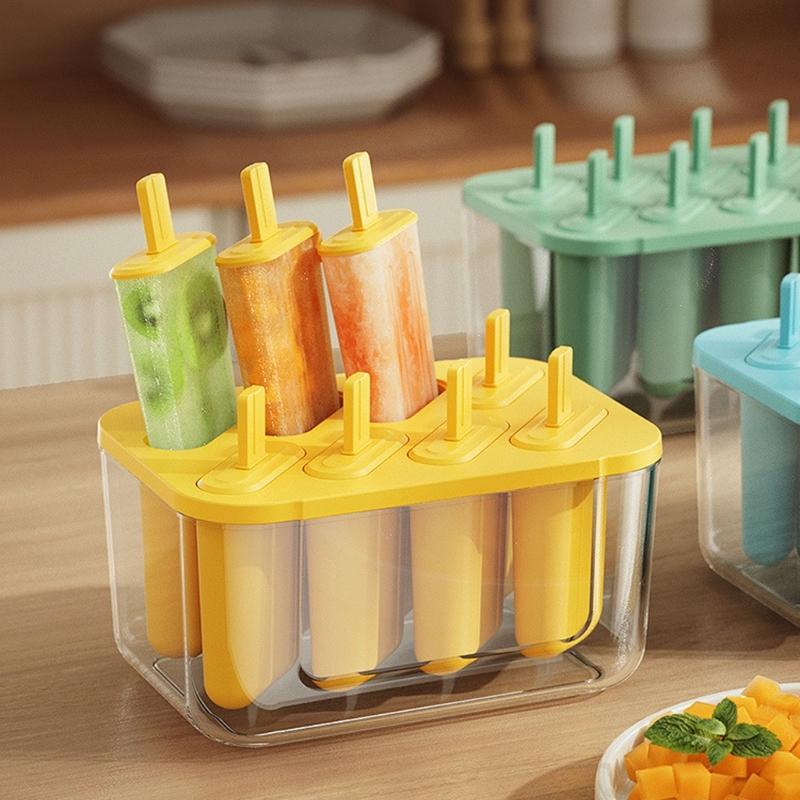 8 Compartments Popsicles Molds with Tight Sealing Lid for Homemades Ice Lolly Mould Kitchen Gadget