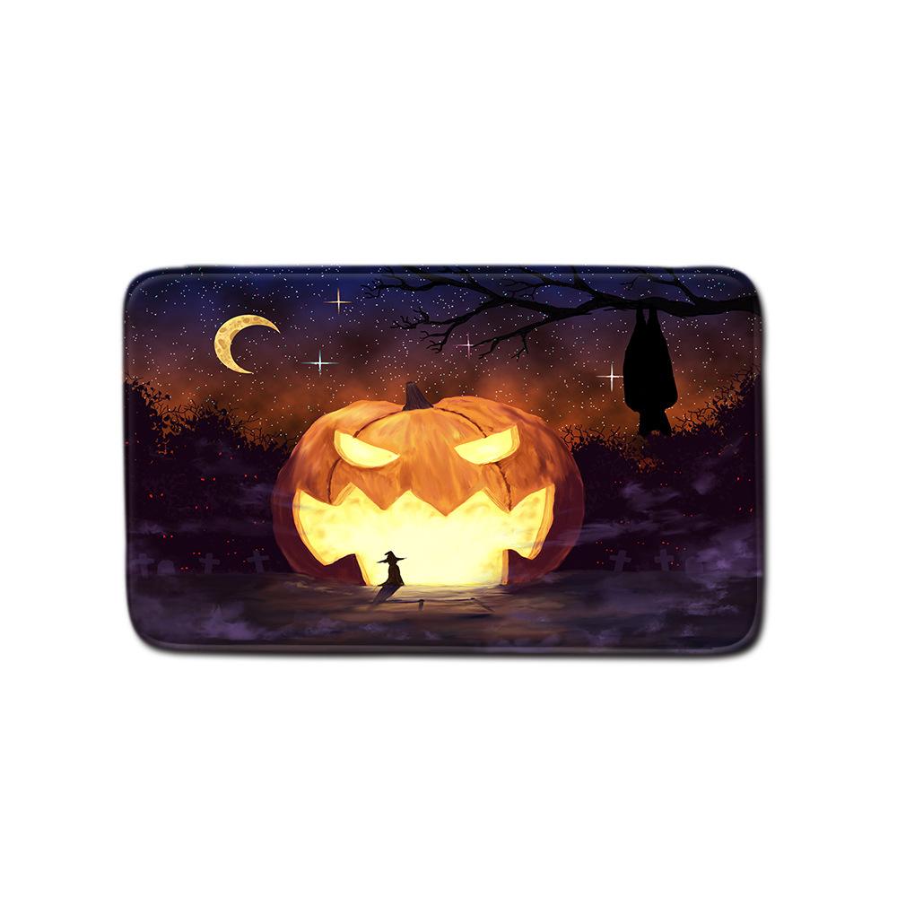 Halloween Shower Curtain Floor Mat Combination Four-Piece Set Bathroom Toilet Carpet Door Mat