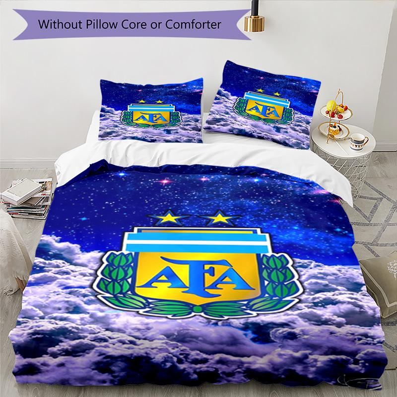 Argentina Football Club Printed Pattern Duvet Cover Set – Includes 1 Duvet Cover and 2 Matching Pillowcases Bedroom Decor Christmas Gifts