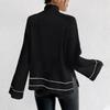 Women's Casual Fashion Colorblock Knitted Brushed Turtleneck Long Sleeve Top