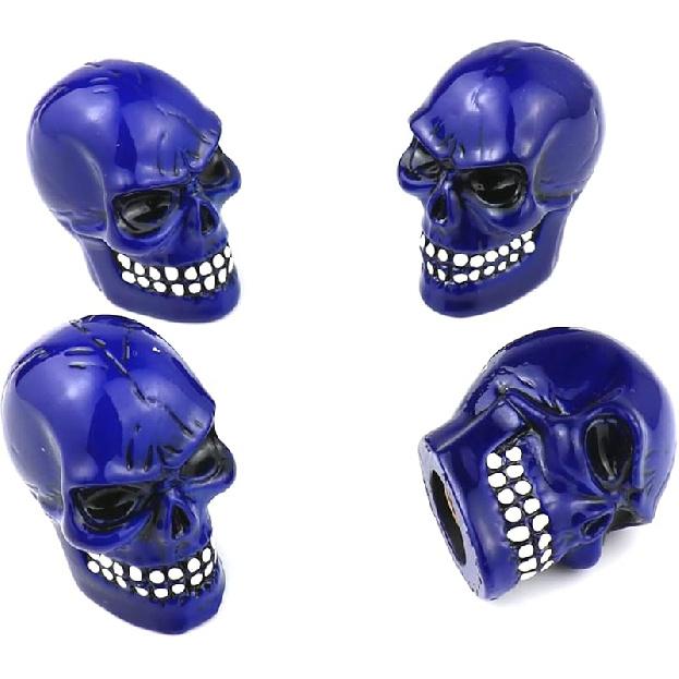 Cars Tires Valve Stem Caps Cover Dustproof Cool Skull Head Universal Fit Most of Cars SUV Bike Trucks Motorcycles 4 Pcs/Set (red)