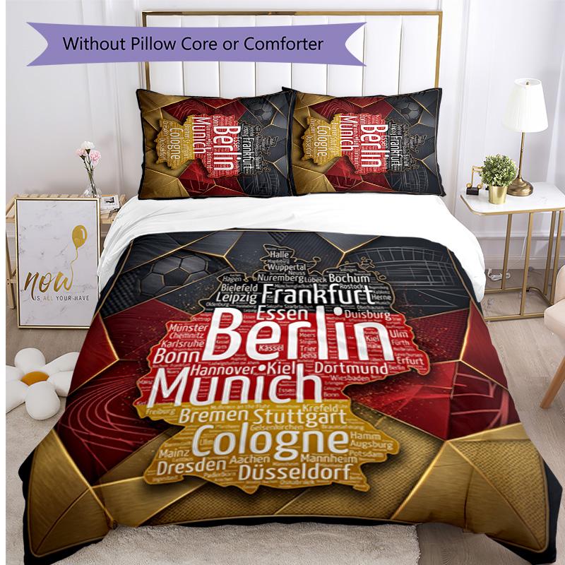 Germany Football Printed Bedding 3 Piece Set Cozy Breathable Bed Cover Set as Housewarming Holiday Gift