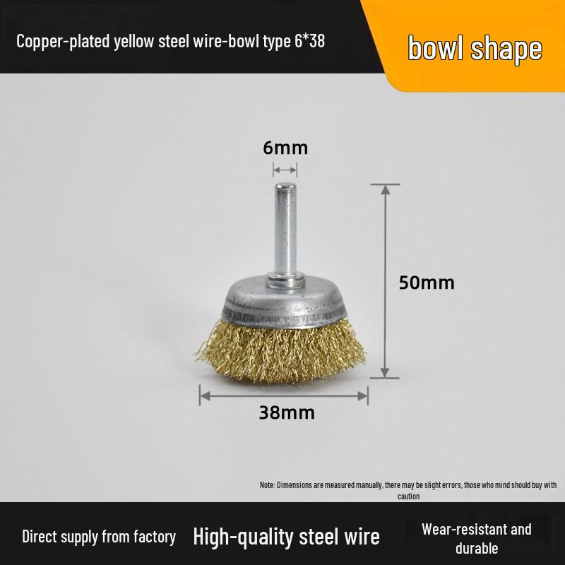 T-Shaped Electric Wire Brush with Handle for Rust Removal and Metal Cleaning - 6mm Handle