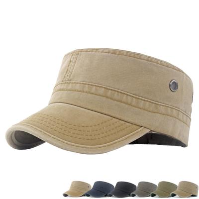 Baumwolle Flat Top Militärmütze Herren Outdoor Sonnenhut Kapitänsmütze Trucker Cap