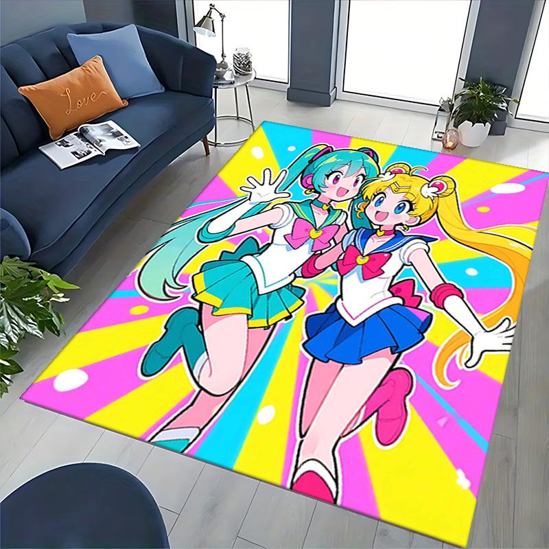 1pc Sailor Moon and Sailor Venus Anime Cartoon Design Office Chair Mat - Non-Slip Carpet for Home Decor, Suitable for All Seasons.O049