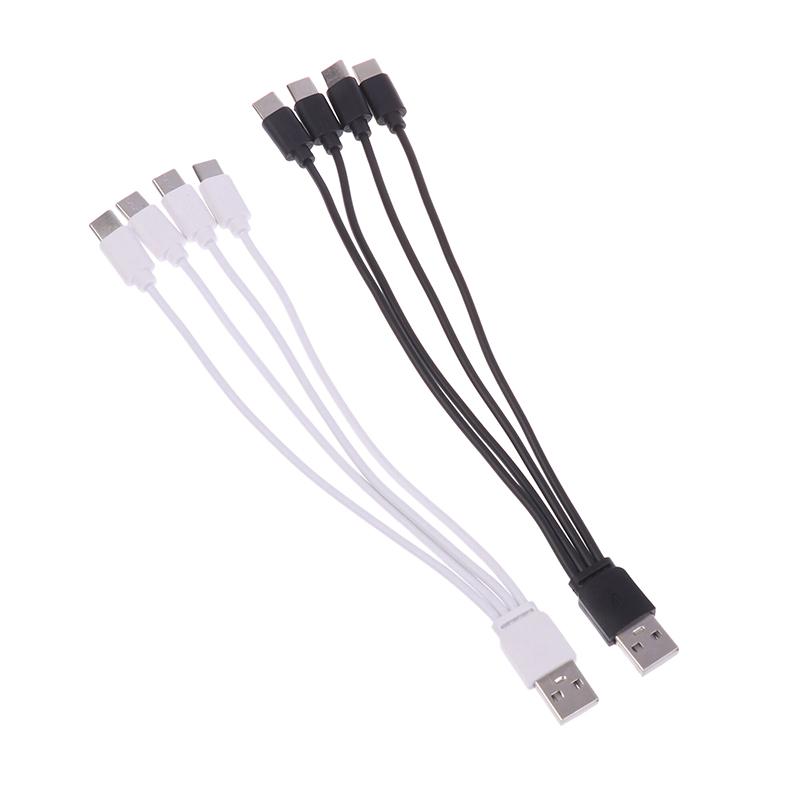 White/Black 20CM 4 In 1 USB C Charger Cable 4 Ports USB Splitter Charging Cable Type C Connector For Cellphone Smartphone Tablet