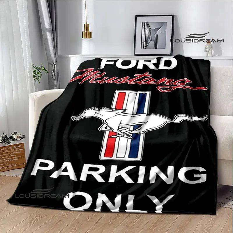 Mustang Car Logo Printed Blanket Flannel Blanket Warm Blanket Blankets for Beds Rainbow Blanket Picnic Blanket Birthday Present