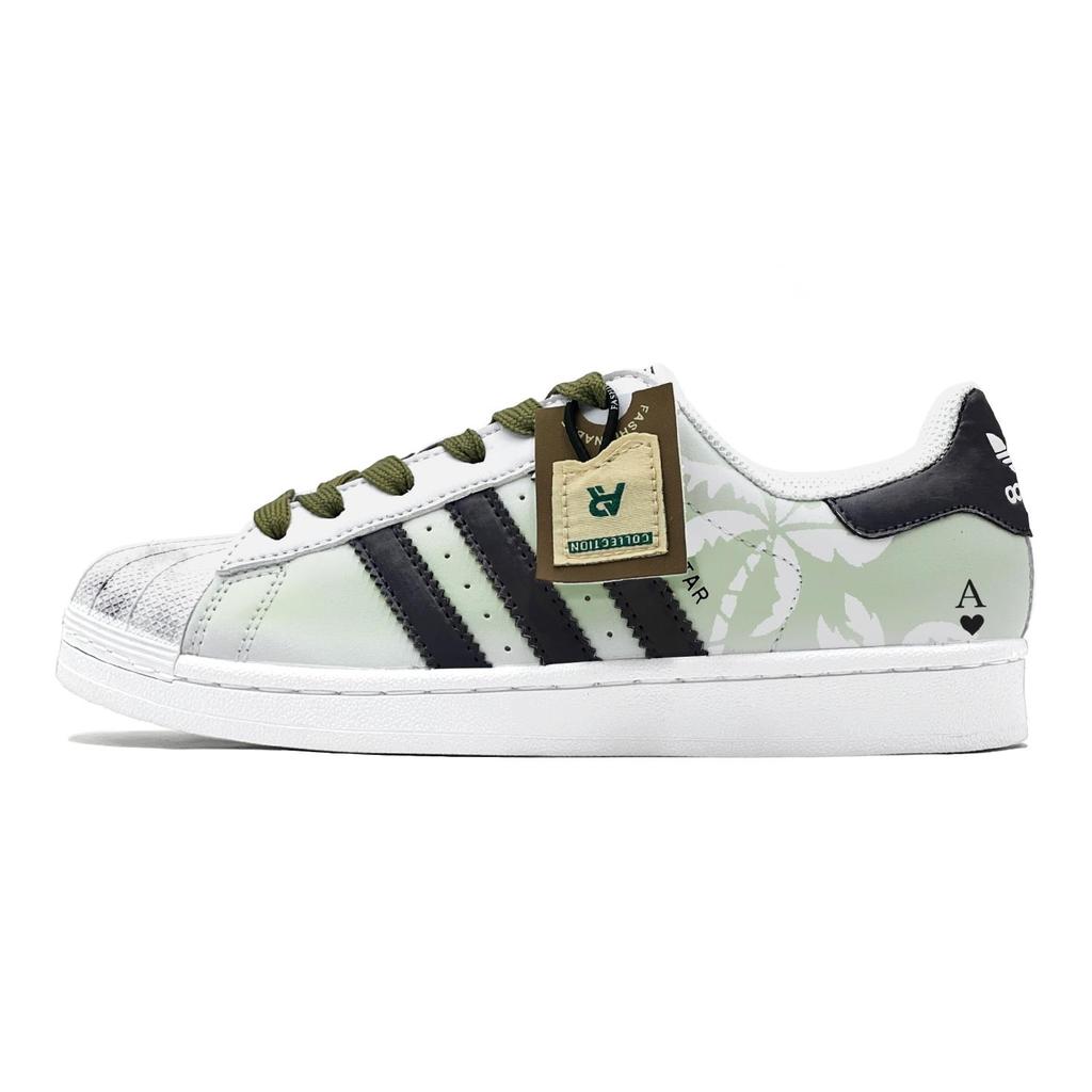 adidas Chaussures de Skateboard Originals Superstar 2 Basse Unisexes Noir Vert IH8659(TeamS1-S-BOX)