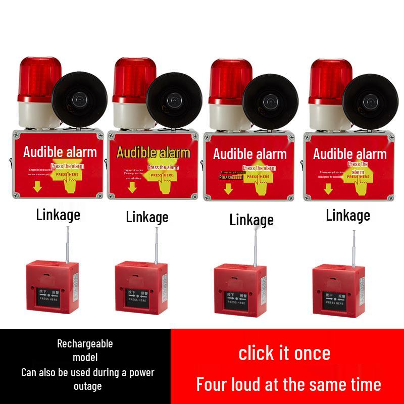 Single-Button Emergency Alarm with Sound and Light for Buildings and Rentals
