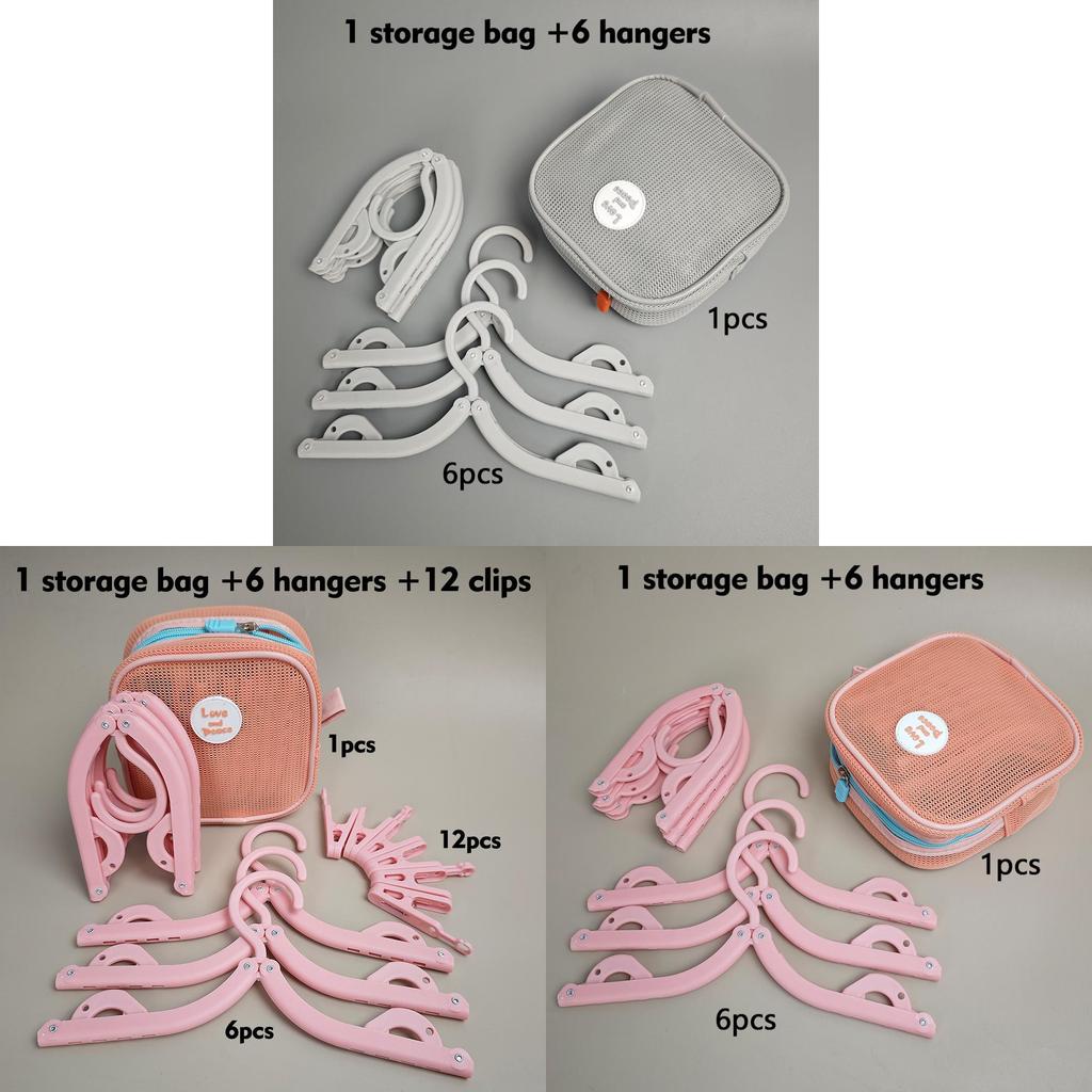Portable Travel Collapsible Plastic Clothes Hanger With Storage Bag For Suitcase And Dorm Use
