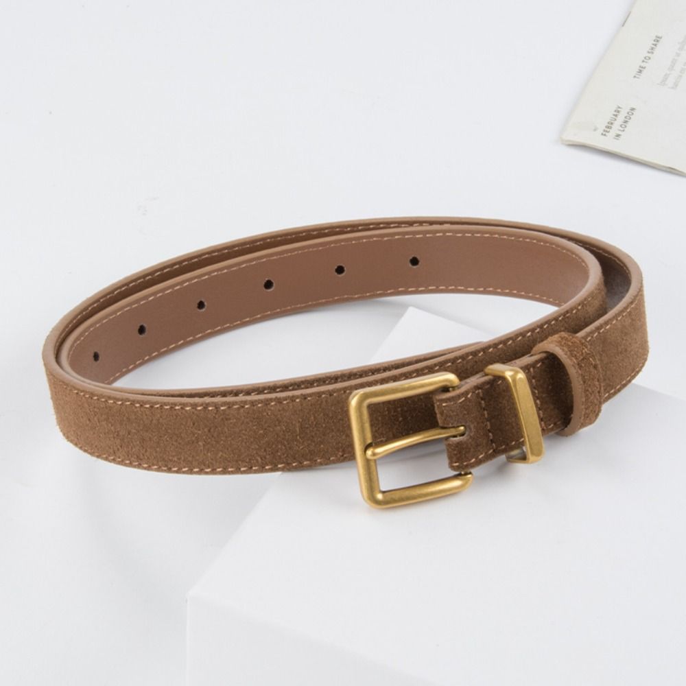 Luxury Design Suede Leather Belt Trendy Pin Buckle Waistband Retro Business Waist Strap  Gifts