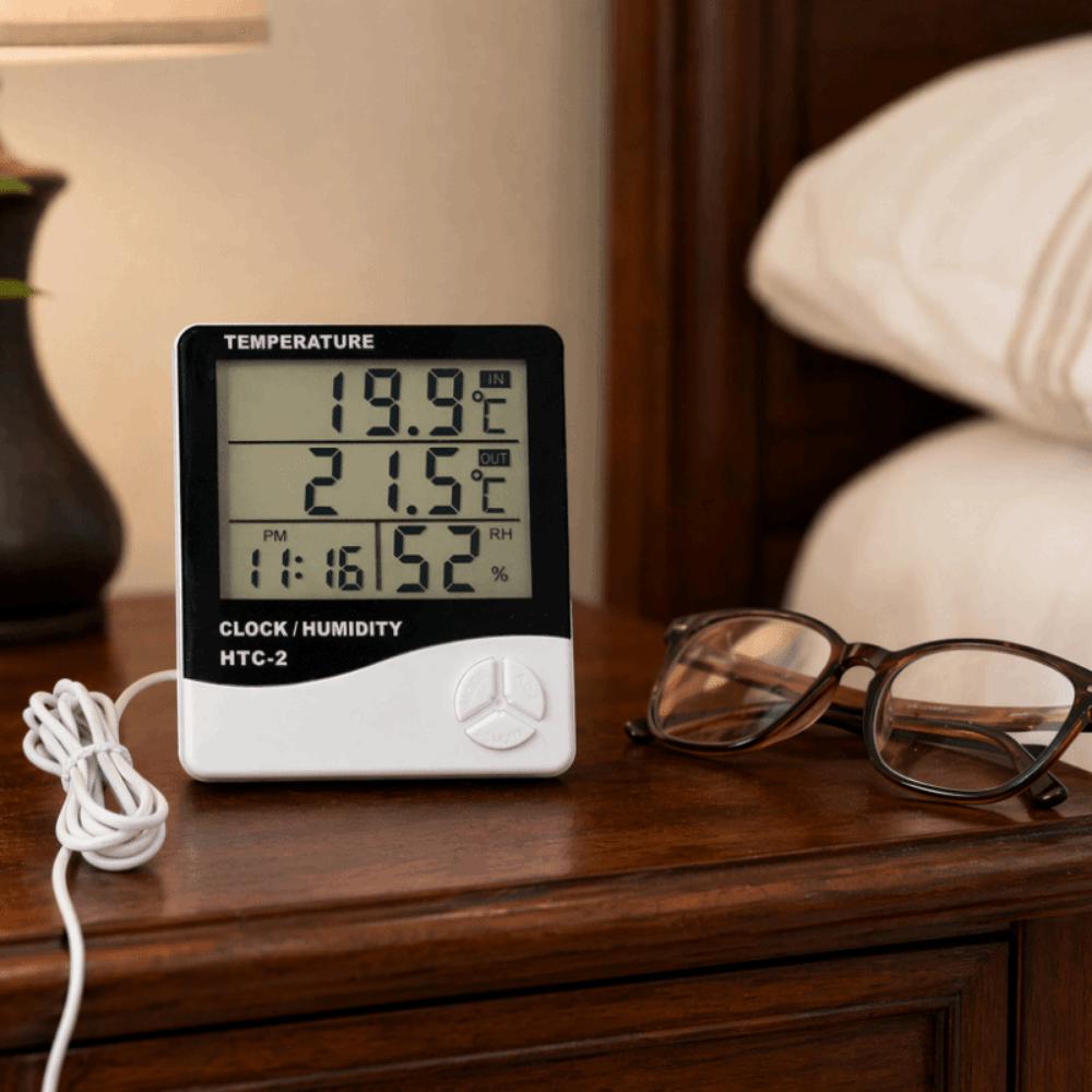 Hanging Desktop Table Clocks LCD Display Dual Temp Digital Humidity Monitor  Indoor Outdoor