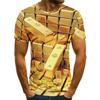 Men's Gold Bar 3D Printed T-Shirt Casual Short Sleeve Crewneck Top Creative Money Brick Graphic Tee Trendy Hip Hop Streetwear Summer Fashion Clothes