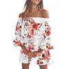 European and American independent station sexy fashion one-word shoulder print dress women's clothing, spot