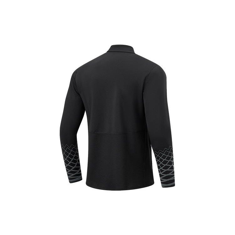 Li Ning CBA Series Casual Sports Stand Collar Pullover Long Sleeve Sweatshirt Men Sweatshirt Black ATLS197-1