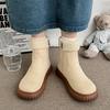 Women's Plush Mouth Large Size Thick Bottom Heightening Winter Warm Fur One Snow Boots Padded Lined Ankle Boots Non-slip Hiking Sneakers Cotton Boots