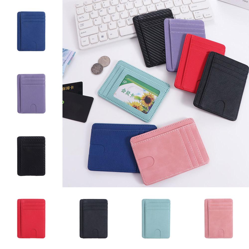 RFID Blocking Leather Credit ID Card Holder 8 Slots Simple Card Case PU Coin Purse Shopping