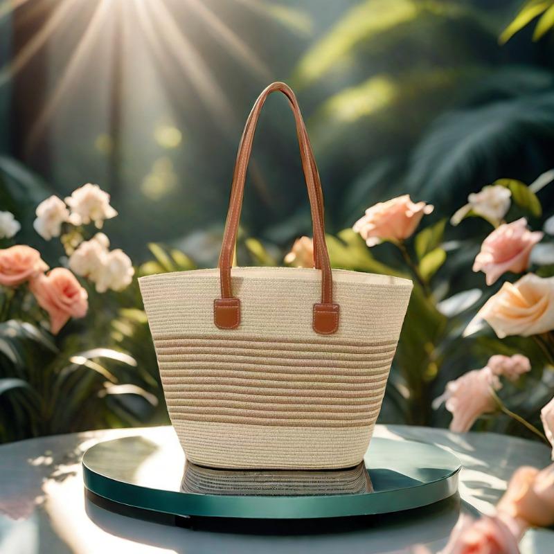 Strohtasche große Kapazität neue vielseitige Handtasche Schulter Strandtasche Strohtasche Eimer Gemüsekorb Tragetasche