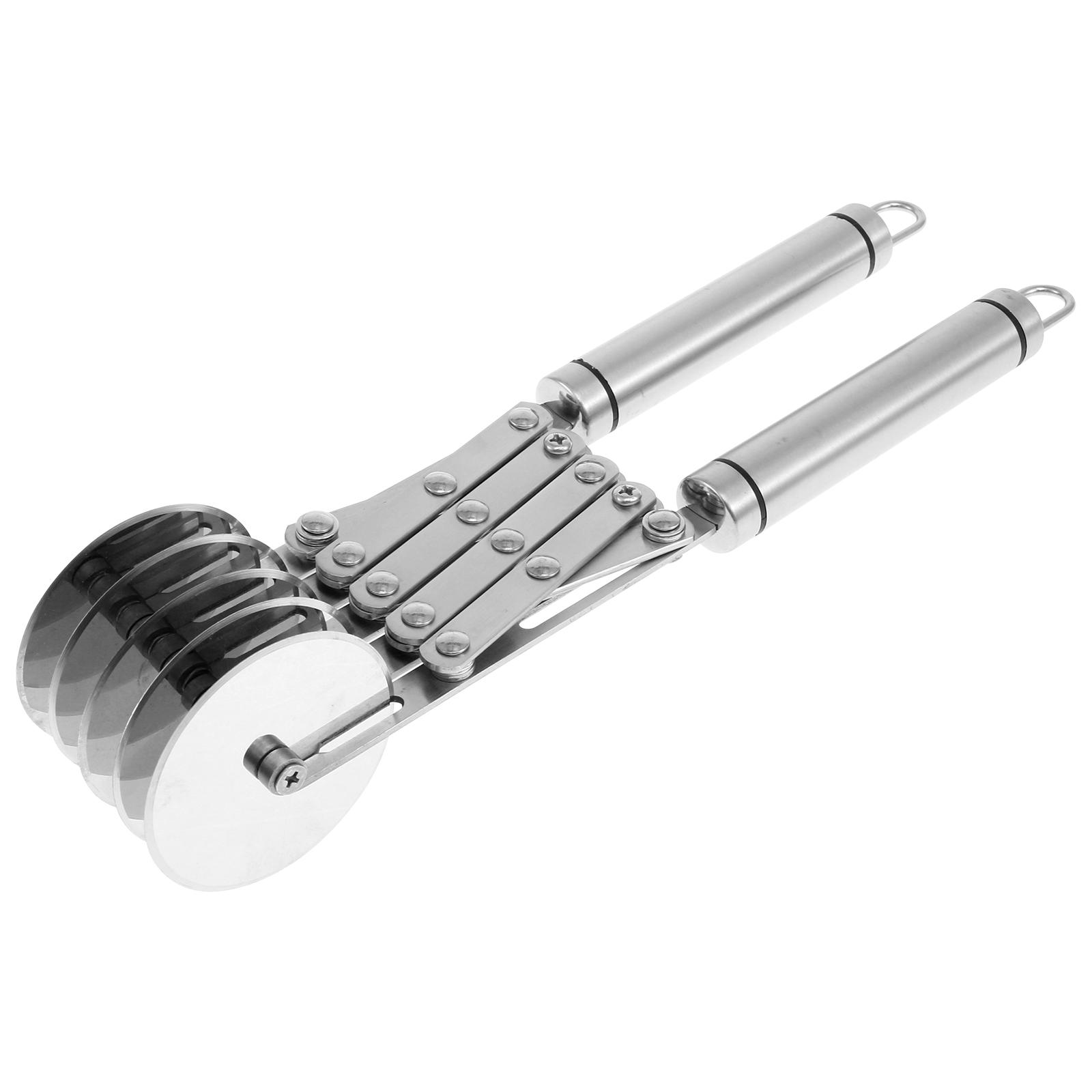 

Колесо для нарезки теста из нержавеющей стали, 5 колес, нож для пиццы, регулируемое расстояние между лезвиями, безопасный и простой в использовании нож для пирогов, для хлеба серебряный