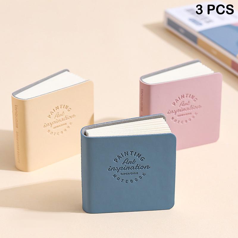 

3 шт. Милая мини-книжка для рисования, портативная, карманная, с обложкой из ПУ картона, книжка для ручной записи, мультяшная книжка для рисования, школьные принадлежности, подарки A2