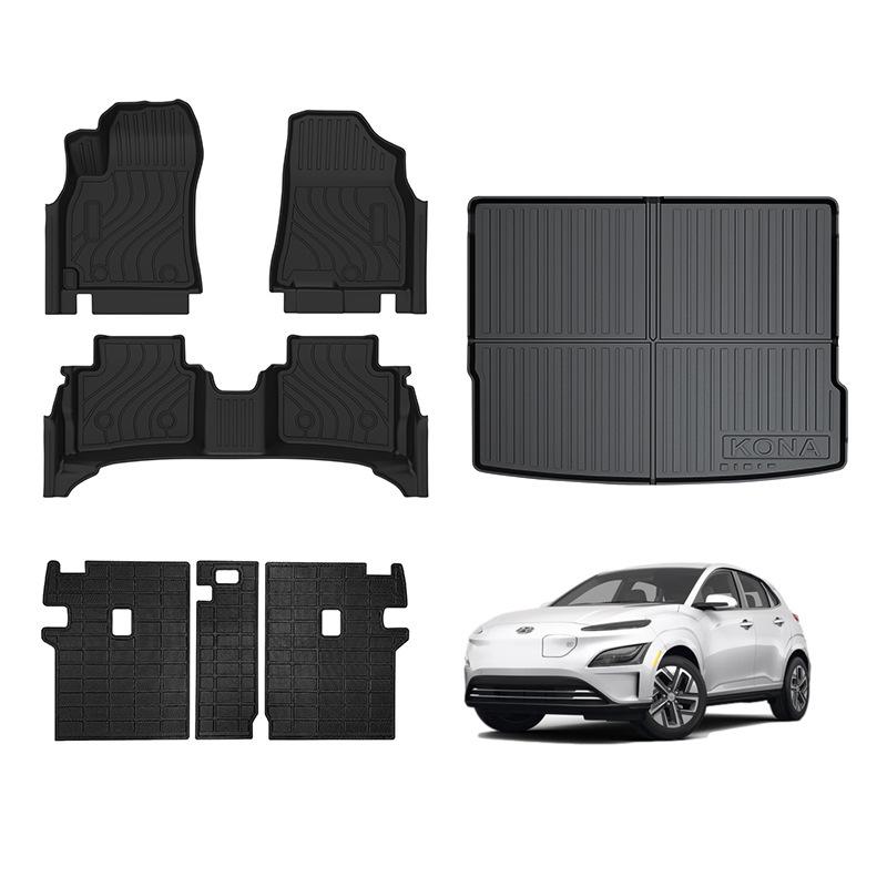 2024 Hyundai Kona EV 3D Floor Mats & TPE Trunk Backrest Mat Set