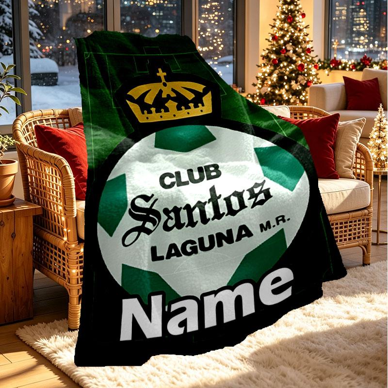 Custom Name Personalized Club Santos Laguna Print Blanket, Home Decor, Bedroom, Sofa, Camping, Couch, Gifts for Birthday Christmas