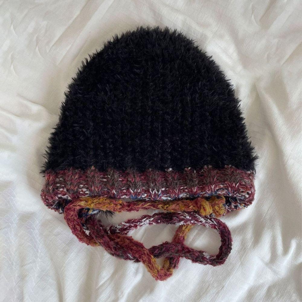 Warm Thickened Fashion Plush Hat Knitted Bonnet Caps Cute Bucket Hat  for Women Girls