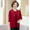 Winter Knitted Cardigan Old Lady Sweater Crew Neck Printing Loose Casual and Comfortable Women's Sweater Middle-aged Mother Autumn