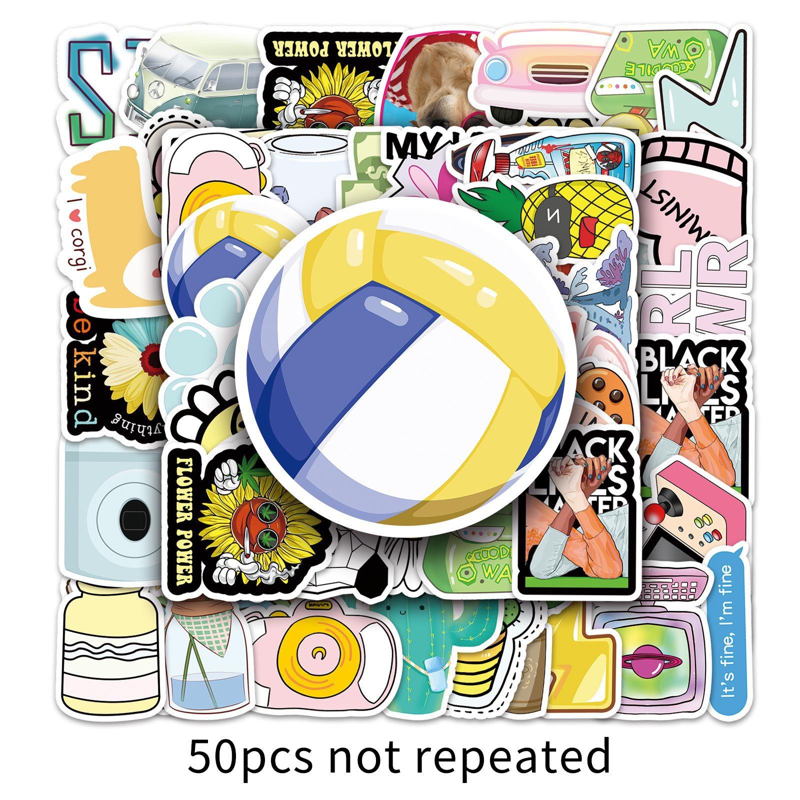 

50 Pieces of Graffiti Small Fresh Suitcase Car Waterproof Stickers Cartoon Thermos Removable Stickers