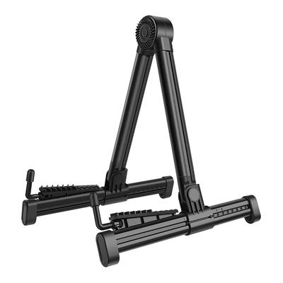 Black A Frame Guitar Stand with Silicone Pad Foldable Stable ABS Folk Guitar Bracket Rack for Home