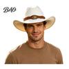 Winter Windproof Wool Cap Unisex Western Cowboy Hat, Felt Fedora Hat with Faux Leather Retro Style Band, Wide Brim Cowgirl for Men Women Outdoor