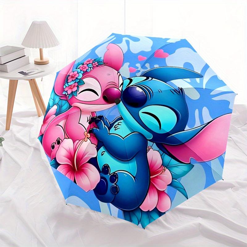 

Disney Stitch,Lilo,Floral Manual Opening and Closing Umbrella - 8-Rib Reinforced Folding Design, Lightweight and Portable, Suitable for Dail